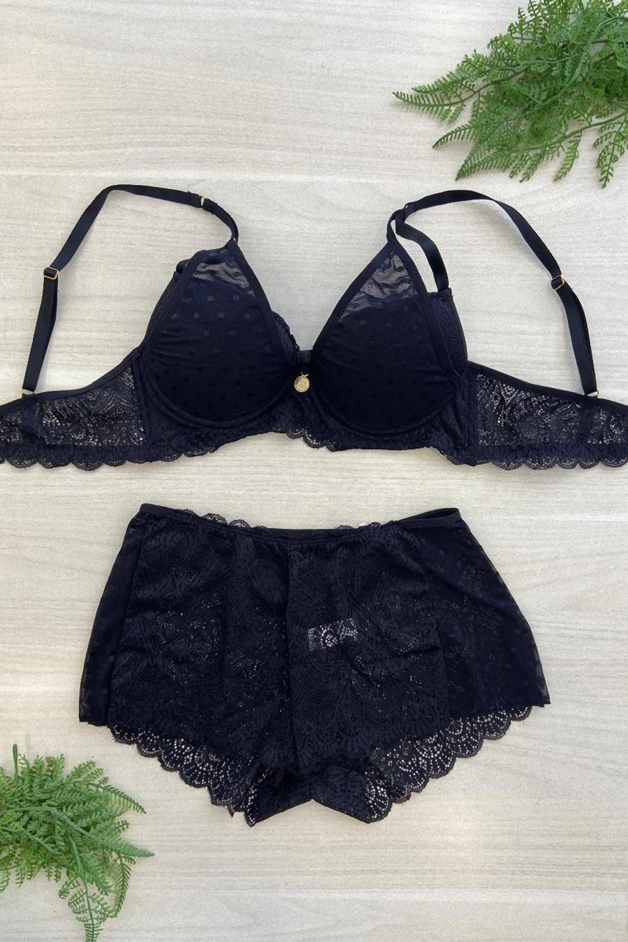 LINGERIE - CONJUNTO COM DETALHE DE TULE NO BOJO 7011 - Imagem 4