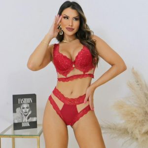 LINGERIE - CONJUNTO DE RENDA BARBATANA E TULE - 733
