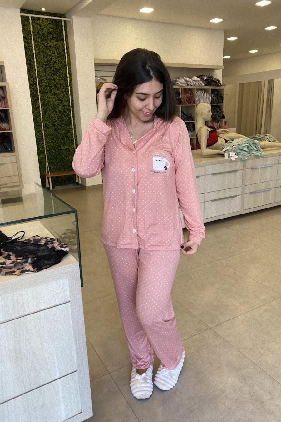 PIJAMA SUEDE BOTAO E BOLSO 096