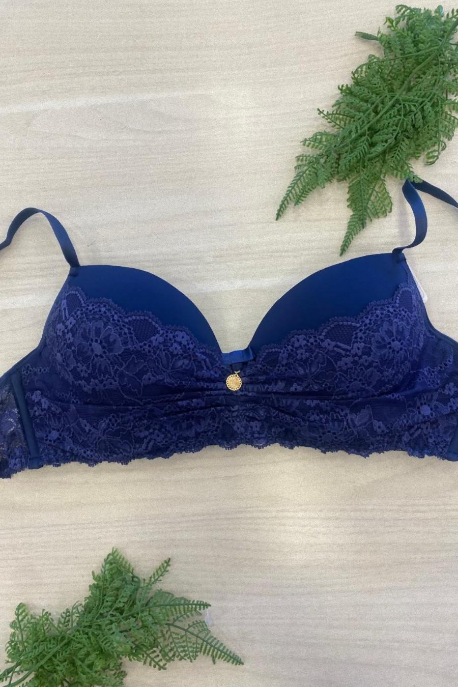 LINGERIE - BOJO TANIA DE ESPUMA COM RENDA E ROLOTE - 1307